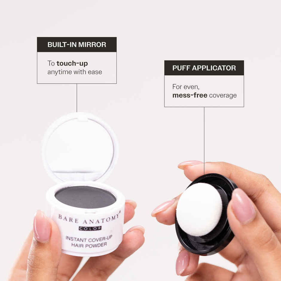 Bare Anatomy Instant Cover-Up Hair Powder | 100% Instant Grey Coverage | Black Color Hair Powder