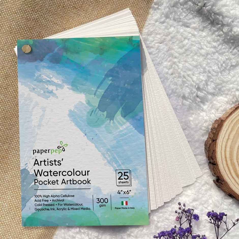 Paperpep Watercolour Pocket Art Book 300Gsm (4 x 6 in, 25 Sheets)
