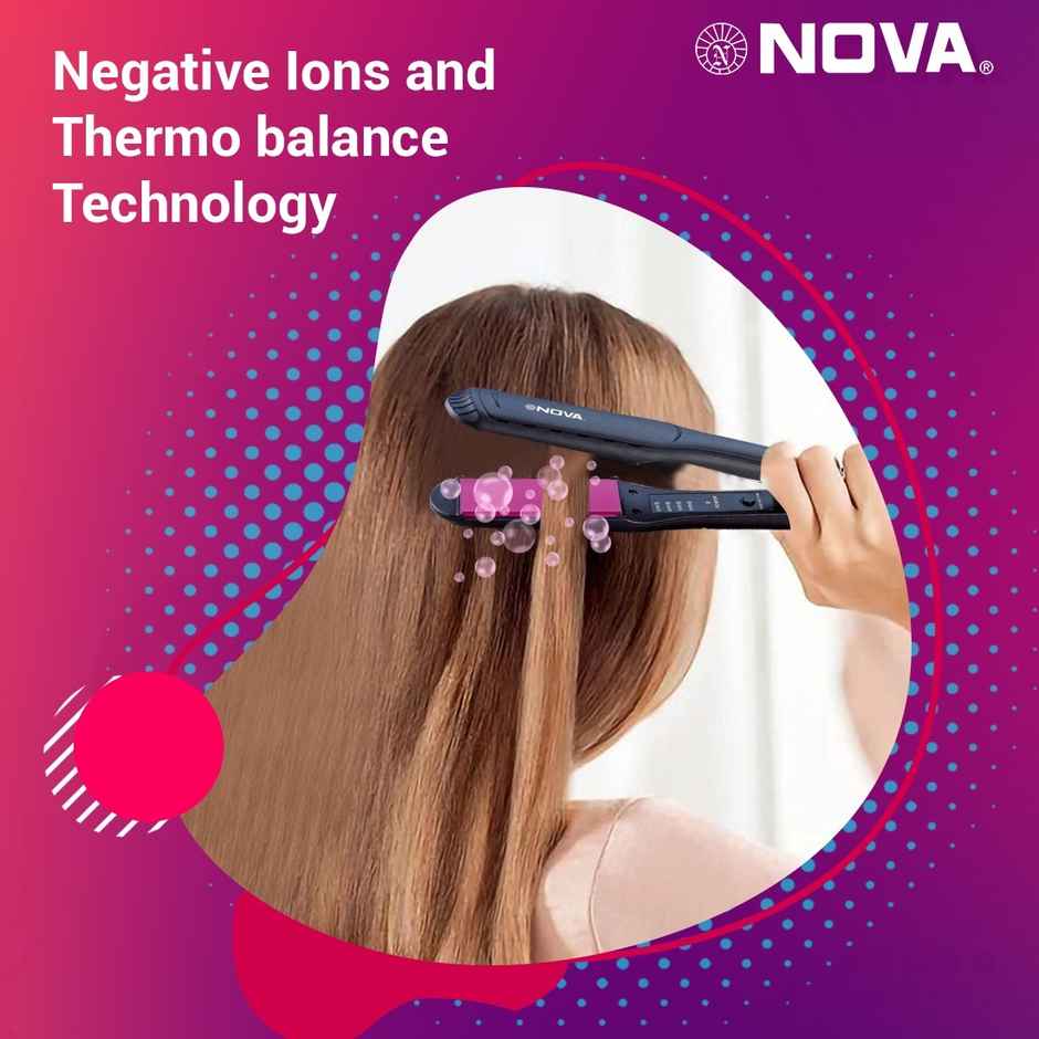 Nova Temperature Control Professional Nhs-900 Hair Straightener | Black and Pink