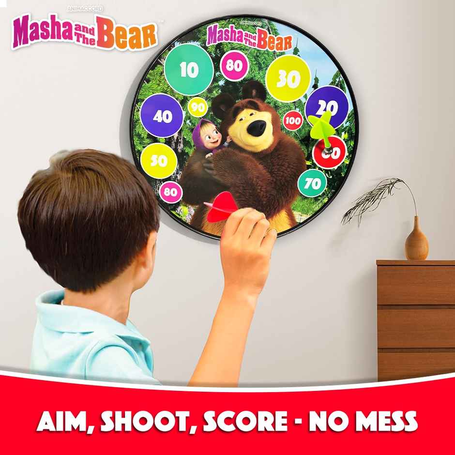 Wembley Masha N Bear - Dart Board with Dart for Kids & Adults with 6 Magnet Darts Wembley