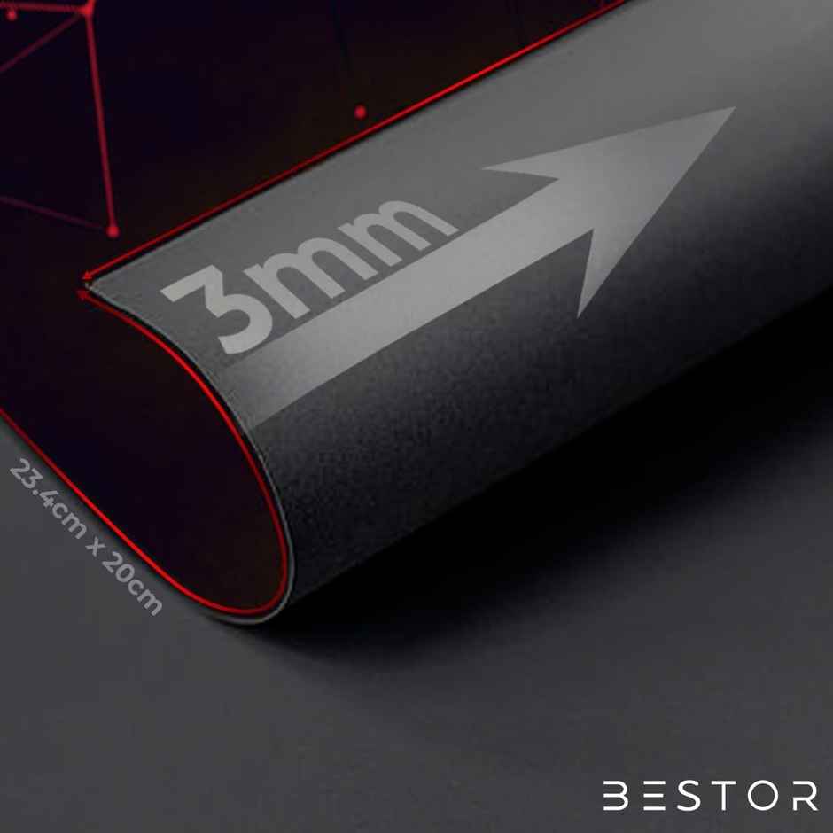 Bestor Ultra-Low Friction Gaming Mouse Mat | Anti-Slip Base | Waterproof Mousepad | Black, Red