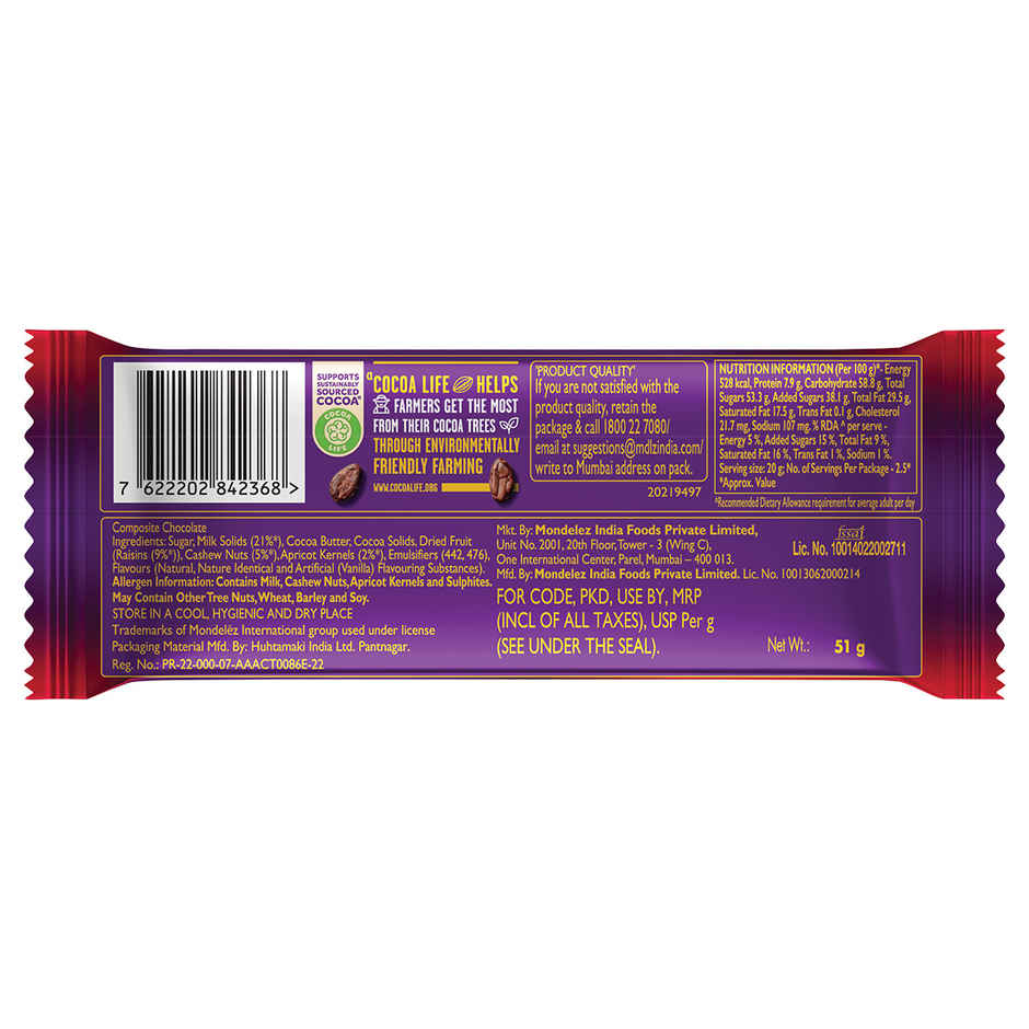 Cadbury Dairy Milk Silk Fruit and Nut Chocolate Bar