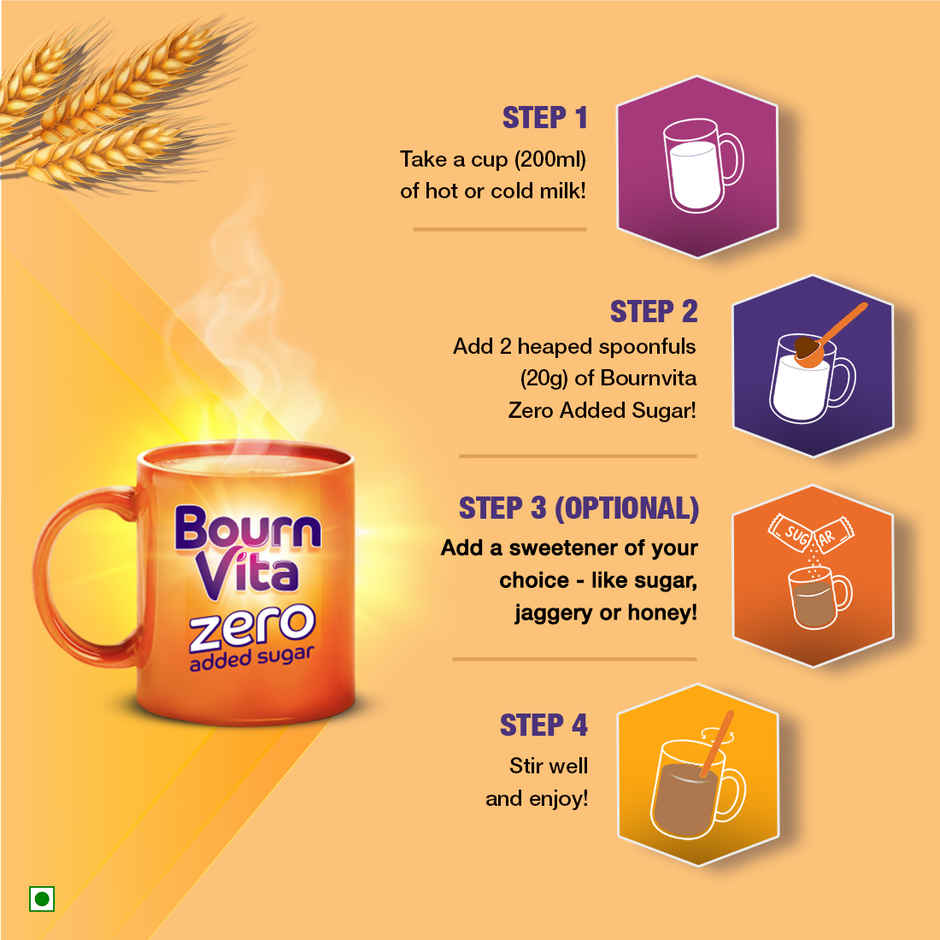 Cadbury Bournvita Zero Added Sugar Nutrition Drink Jar