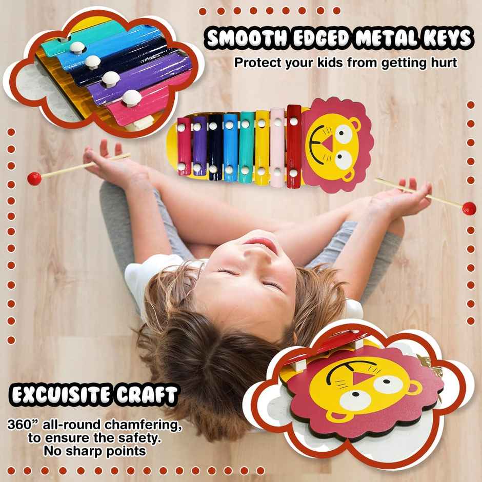 Wembley Wooden Xylophone For Kids Musical Instruments Xylophone Piano With 2 Sticks - Lion