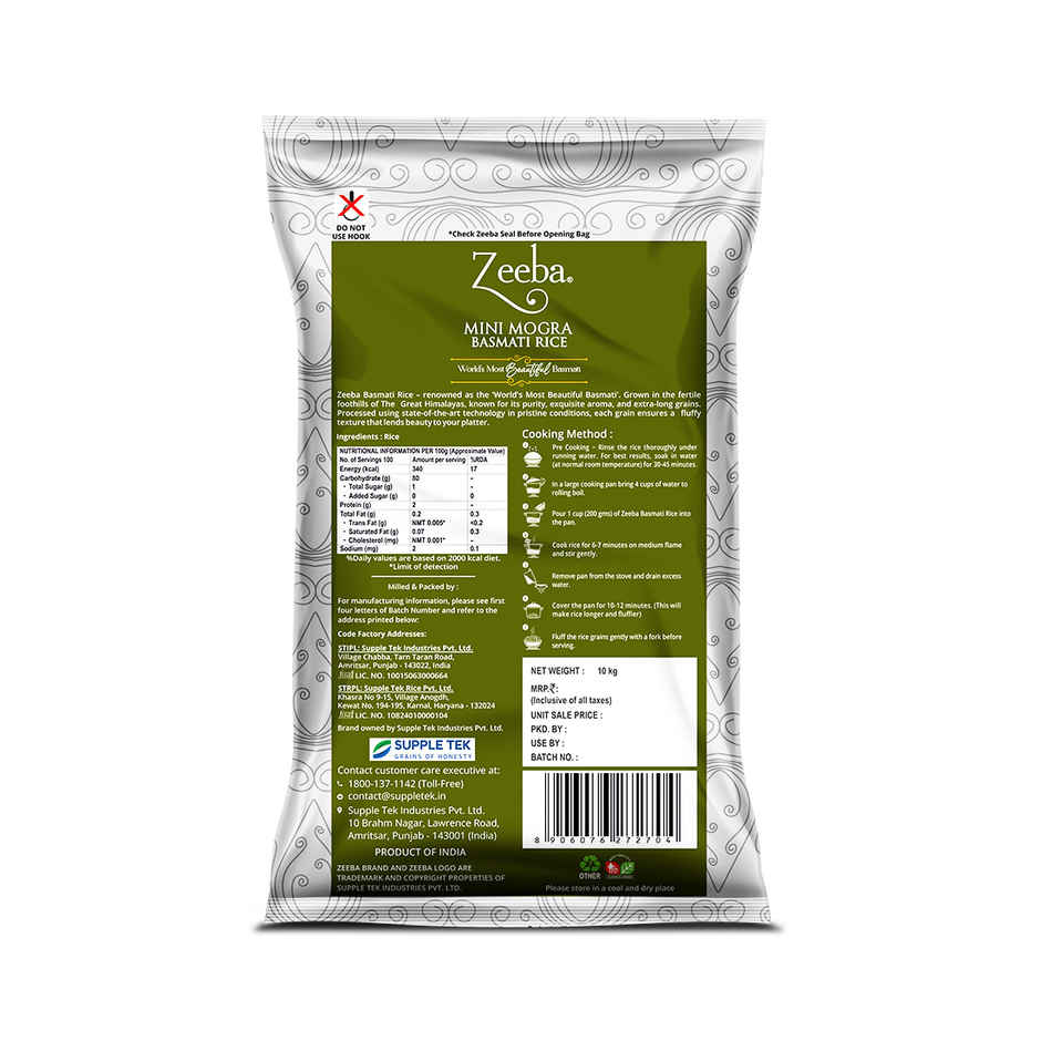 Zeeba Mini Mogra Basmati Rice | Ideal for Khichdi| Kheer & Daily Meals | Cooked length upto 11mm