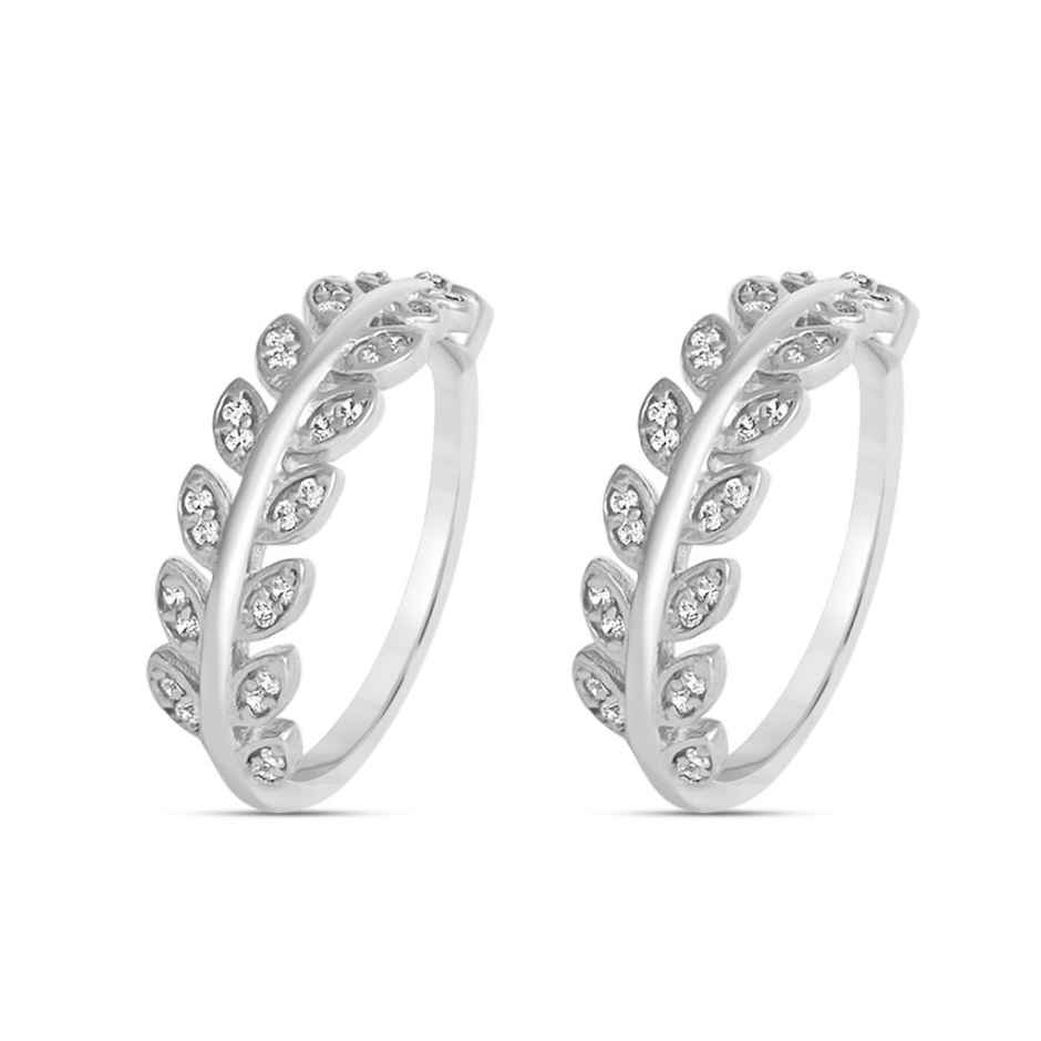 Zavya Leaf CZ Rhodium Plated 925 Sterling Silver Toe Ring