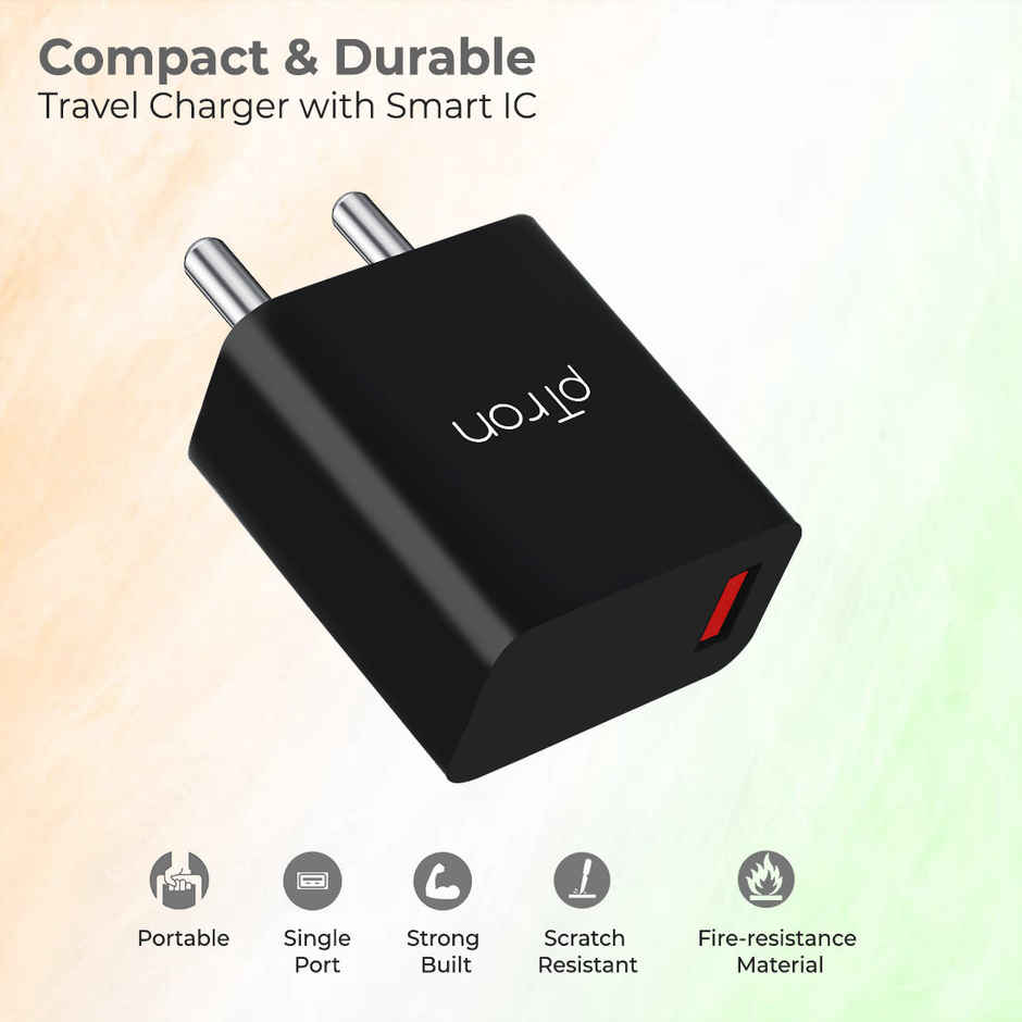 pTron Volta FC12 20W QC3.0 Compatible Smart USB Charger for All Android & iOS Devices - Black