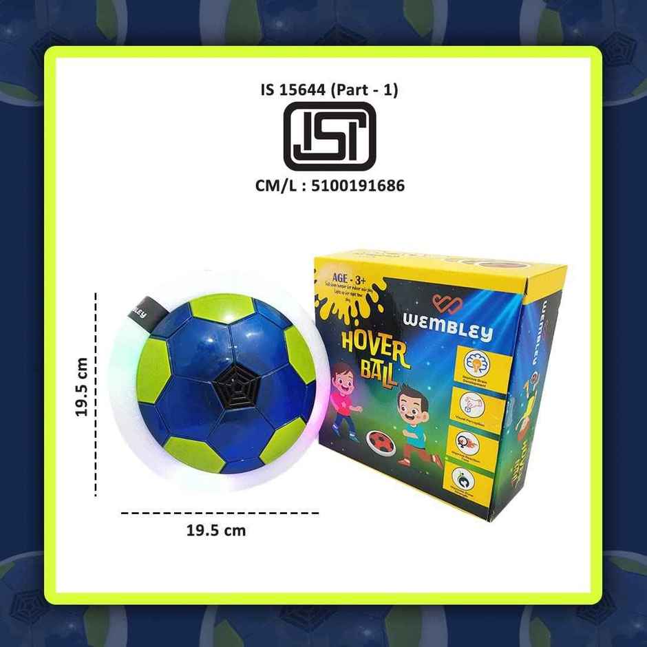 Wembley C-Type Usb Rechargeable Battery Powered Hover Football Indoohover Ball Soccer - Blue