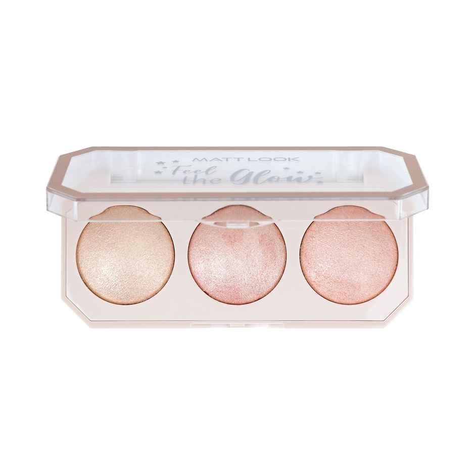 Mattlook Feel The Glow Baked Highlighter Palette Highly Pigmented VitaminE Silky Smoth Super Vibes