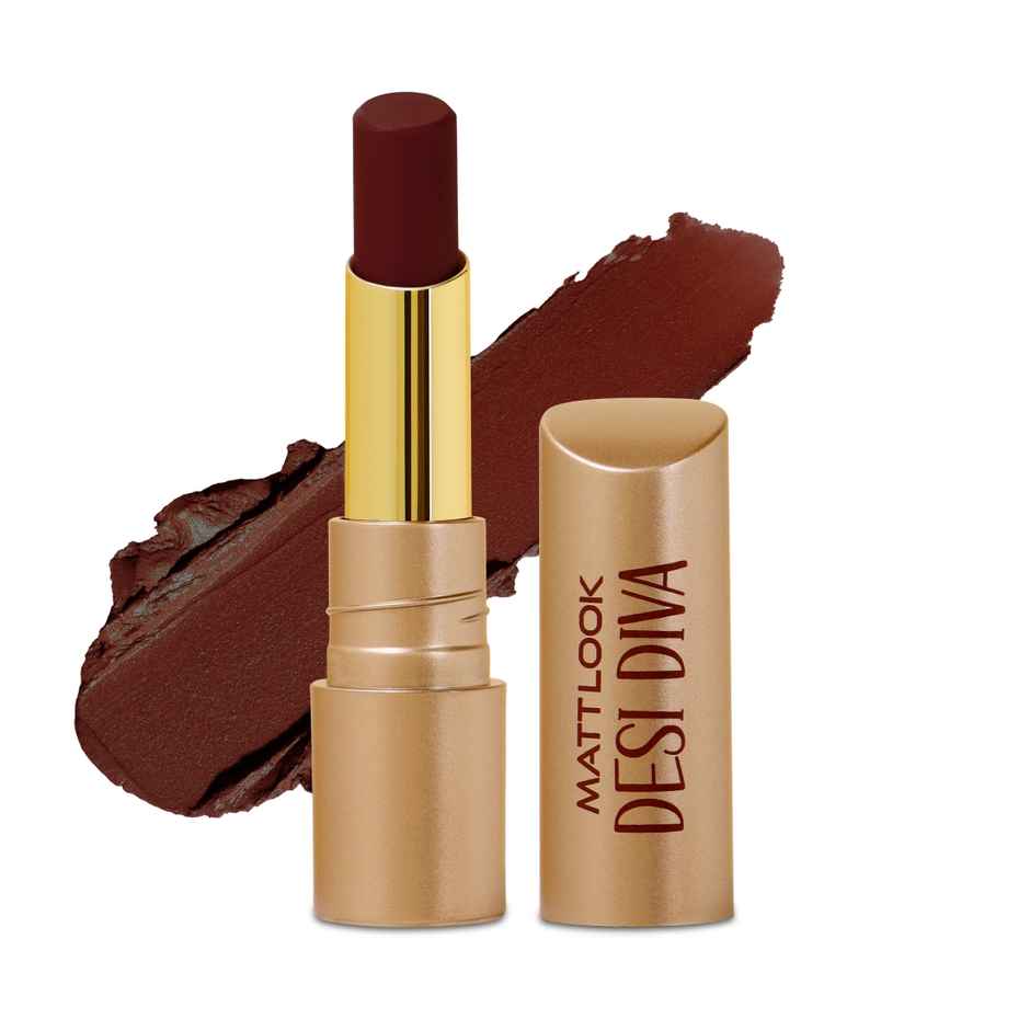 Mattlook Desi Diva HD Matte Lipstick With Hydrating Formula & Hyaluronic Acid | Daring Maroon 13