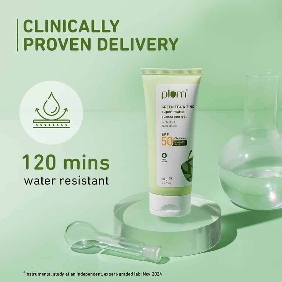 Plum Green Tea - Zinc Super-Matte Sunscreen Gel Spf 50 Pa ++++ For Oily Skin