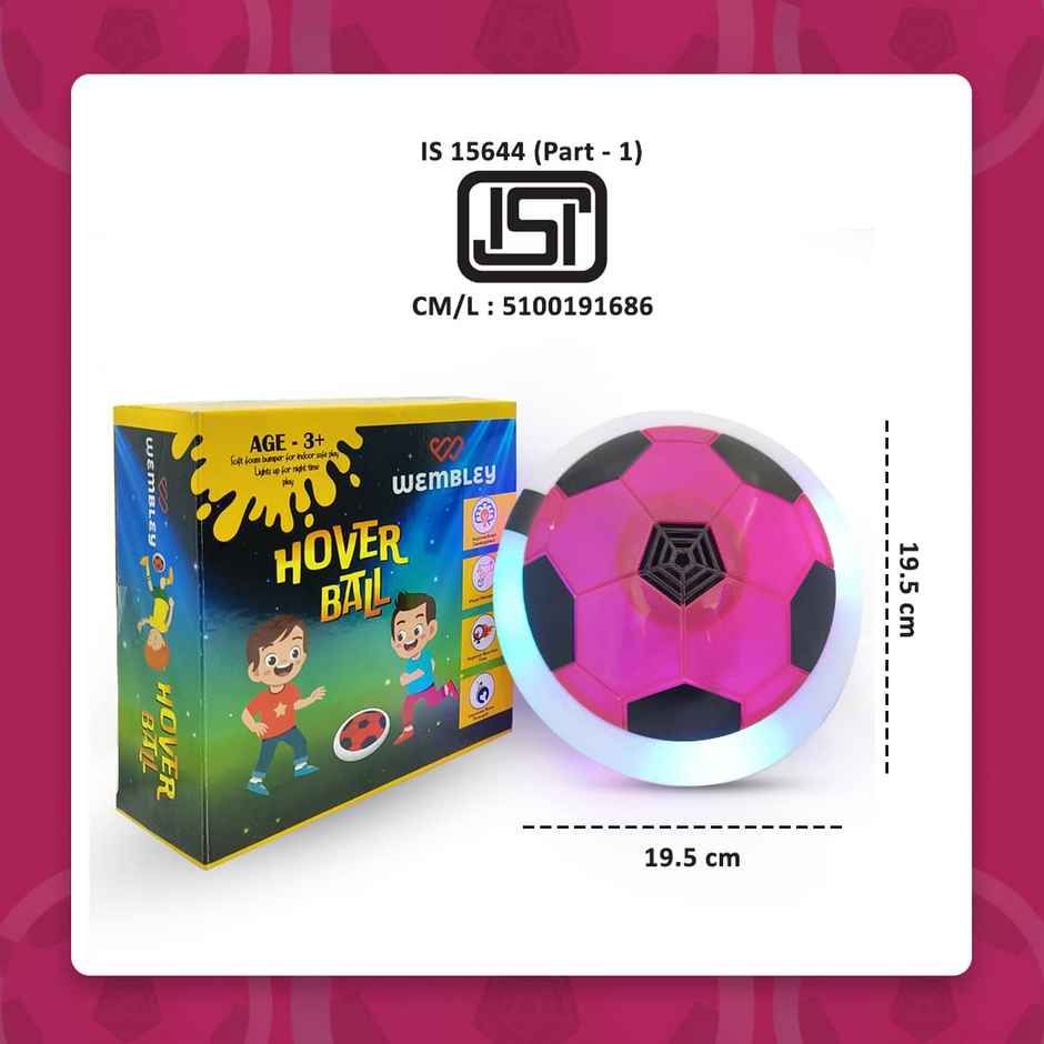 Wembley C-Type Usb Rechargeable Battery Powered Hover Football Indoohover Ball Soccer - Pink