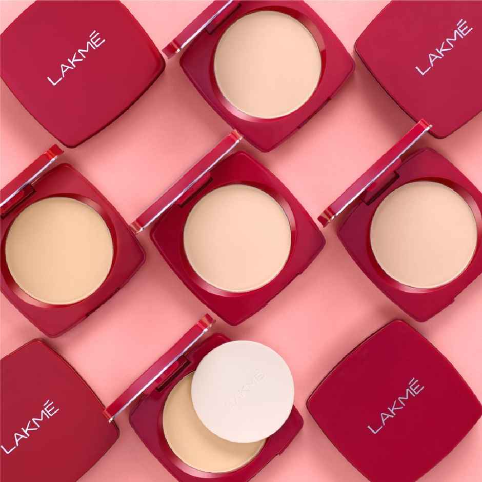 Lakme Forever Matte Compact, Smooth Finish, Lasts for 12 Hrs, Even Toned Look, Shell