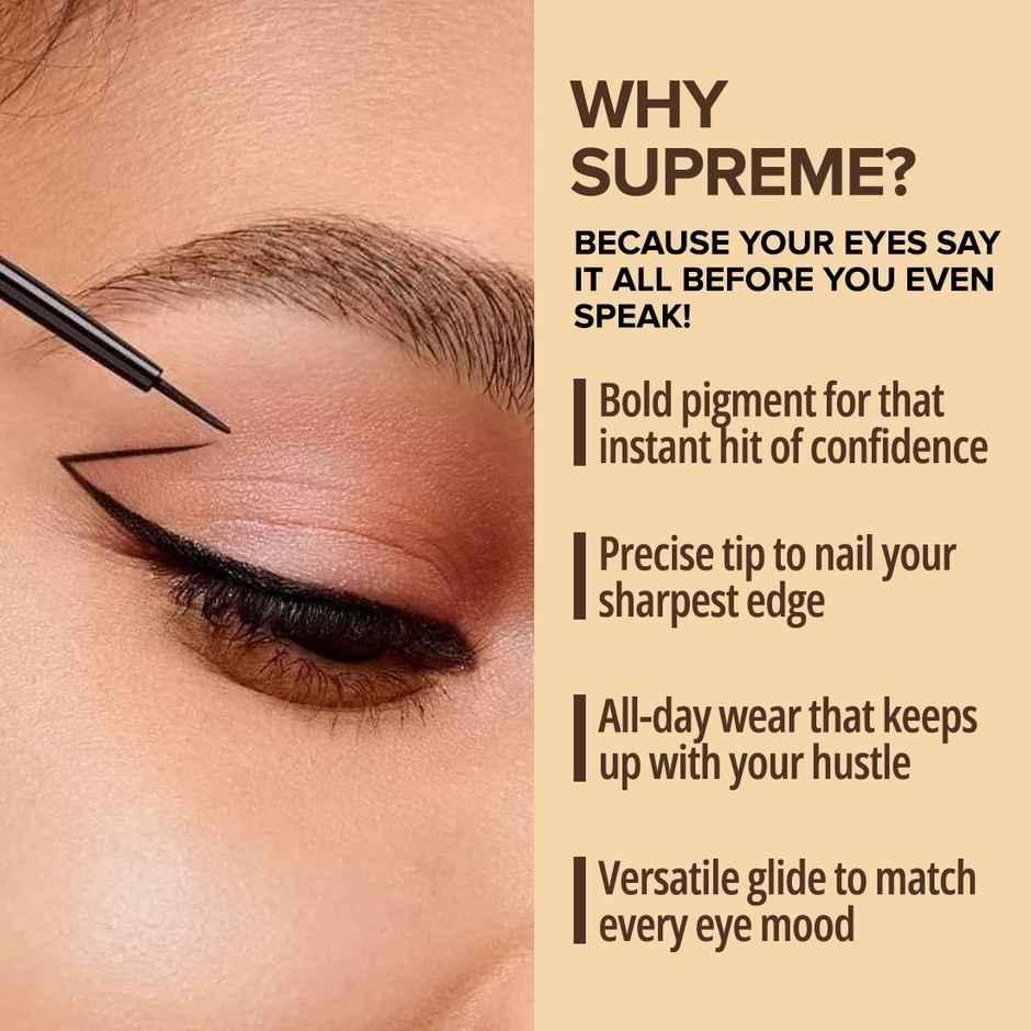 Coloressence Supreme Eyeliner | Intense Black | Waterproof | Smudgeproof | Quick Dry |Precision Tip