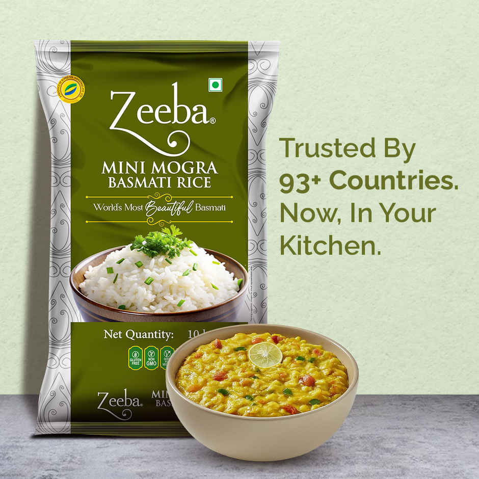 Zeeba Mini Mogra Basmati Rice | Ideal for Khichdi| Kheer & Daily Meals | Cooked length upto 11mm
