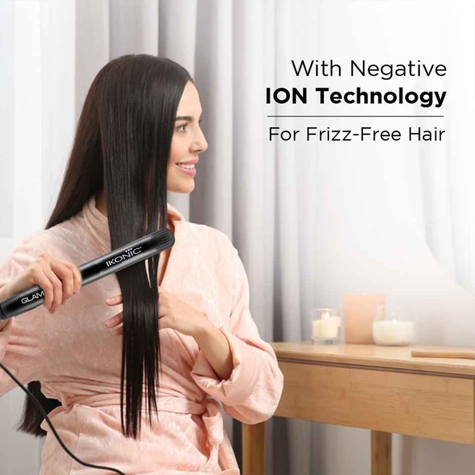Ikonic Glam Hair Straightener Tourmaline Ceramic Plates, Auto Controlled Heat Setting, Lightweight