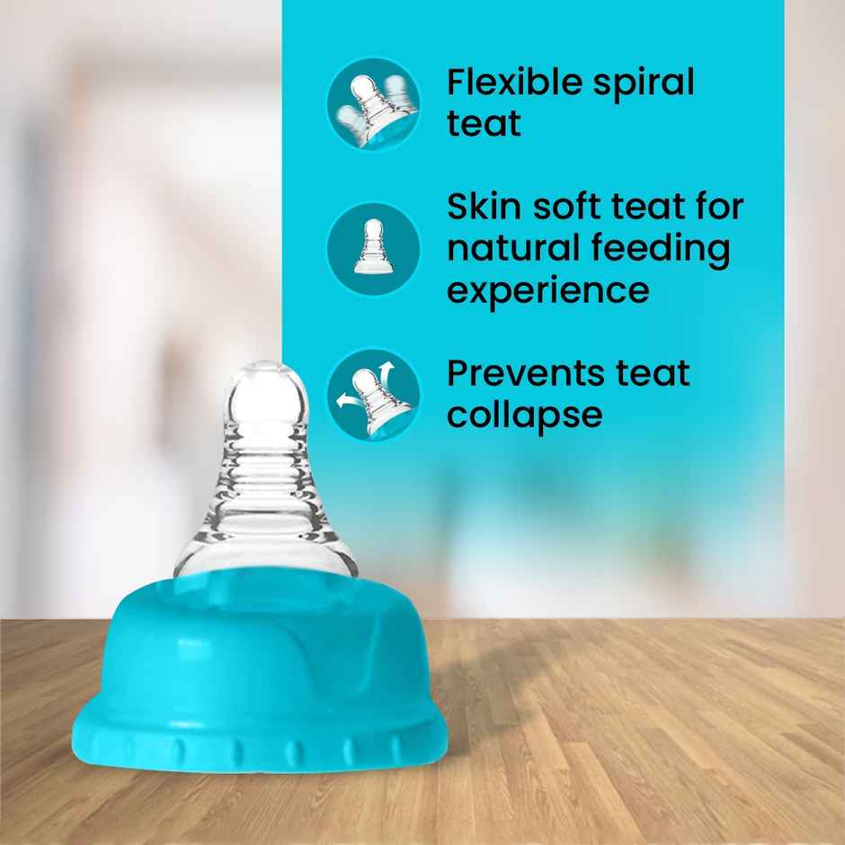 tutots Feeding bottle with Spiral Nipple with Comfort Petals | Blue