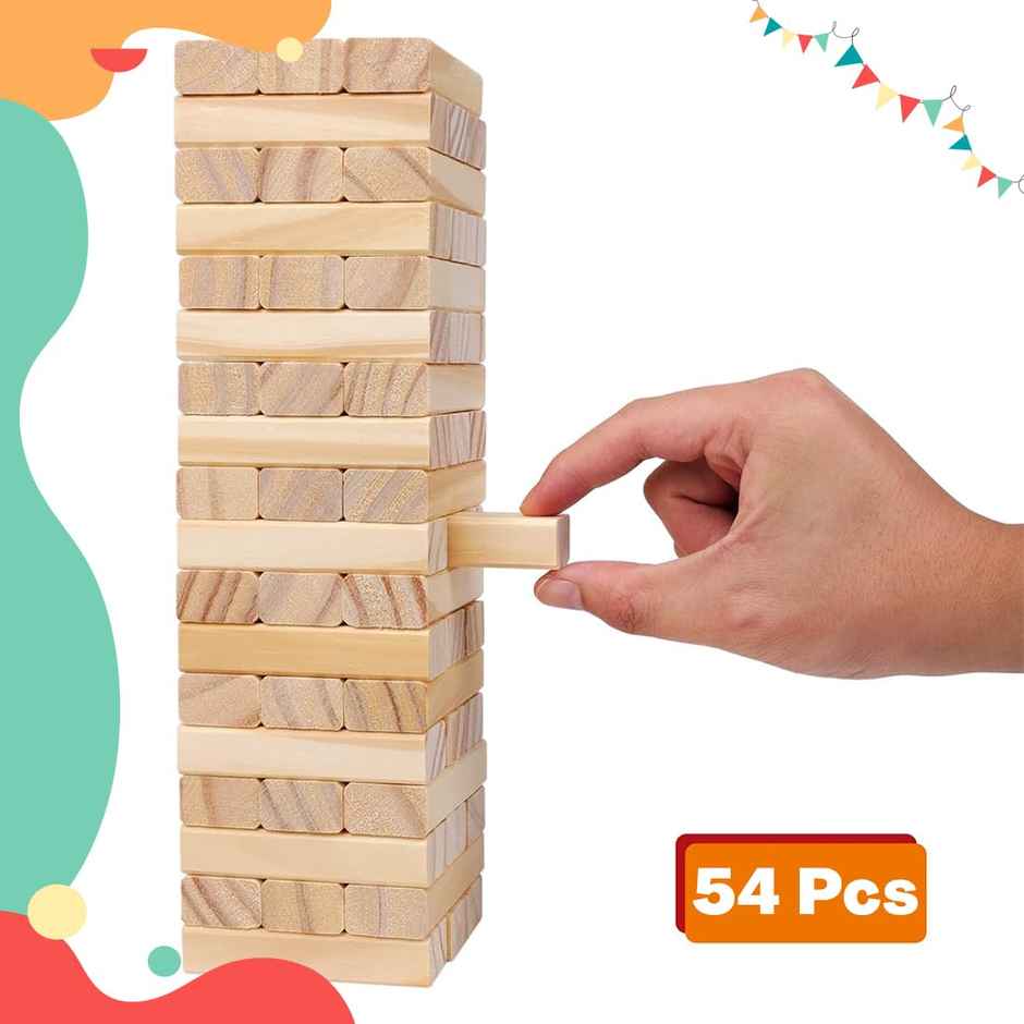 Wembley Wooden Blocks Stacking & Balancing Tower Games For Kids 54 Pcs
