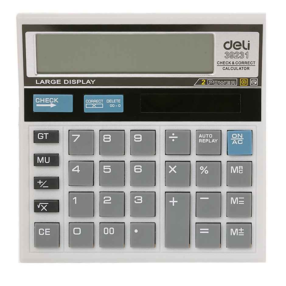 Deli 12 Digit Calculator, Dual Power, Desktop Calculator, White