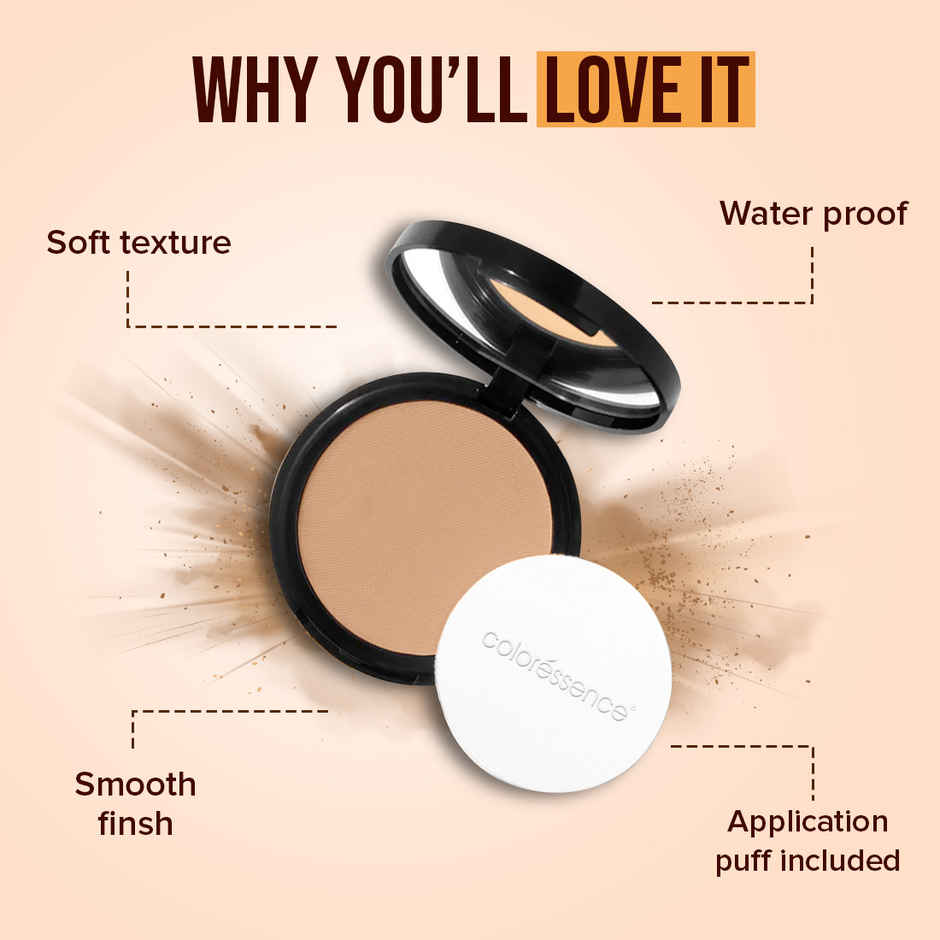 Coloressence Starlet HD Matte Compact Powder 10g with Puff | Beige | Lightweight | Long Lasting