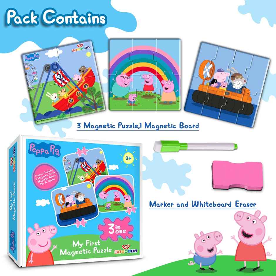 Wembley Peppa Pig - 3 in 1 Jigsaw Magnetic Puzzle for Kids DIY Creative Activity Set | Multi