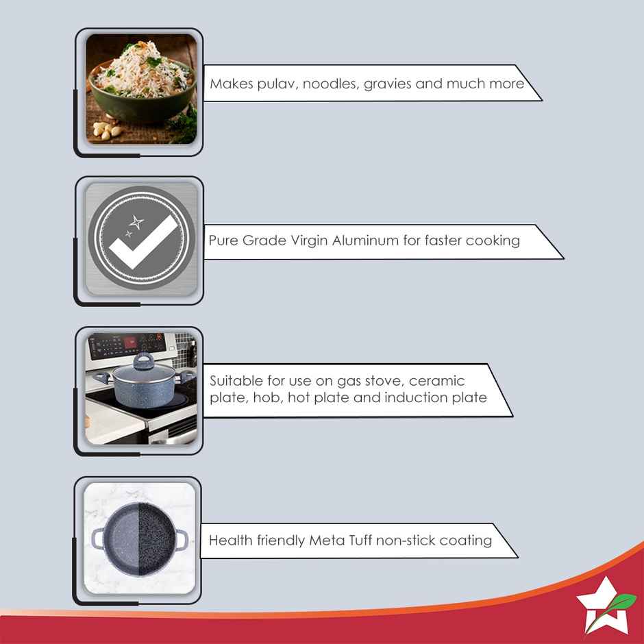 Wonderchef Granite Die-Cast Non-Stick Casserole Set, 6Pc (24Cm, 20Cm, 16Cm)