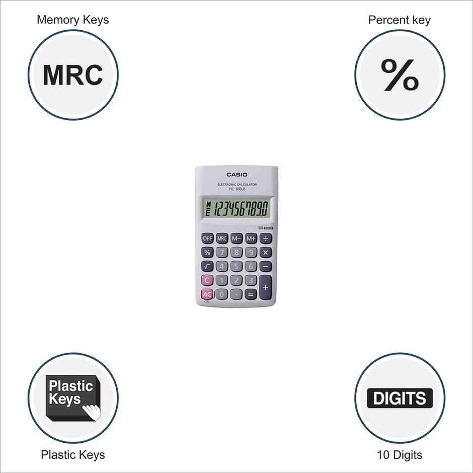 Casio HL-100LB Portable Calculator, 10 Digit