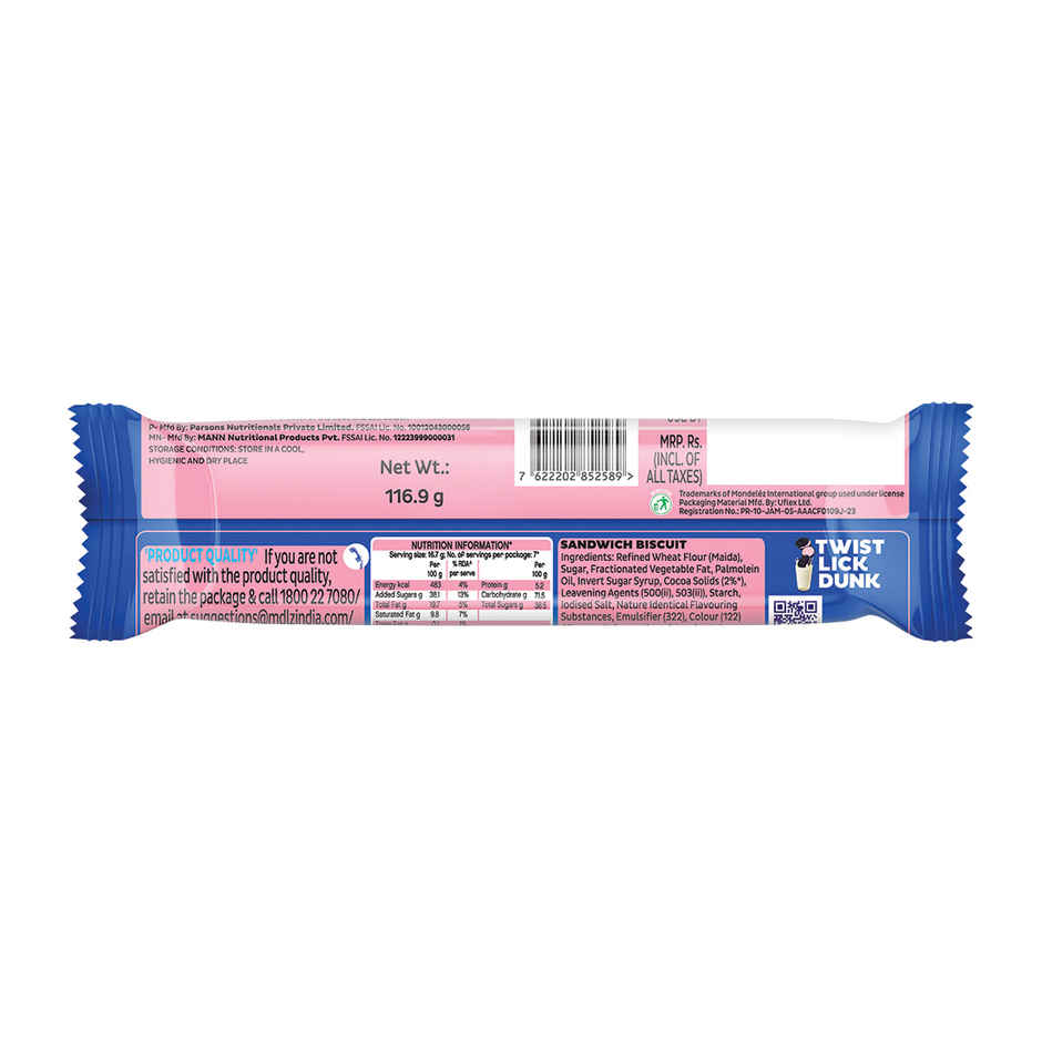 Cadbury Oreo Strawberry Flavour Creme Sandwich Biscuit