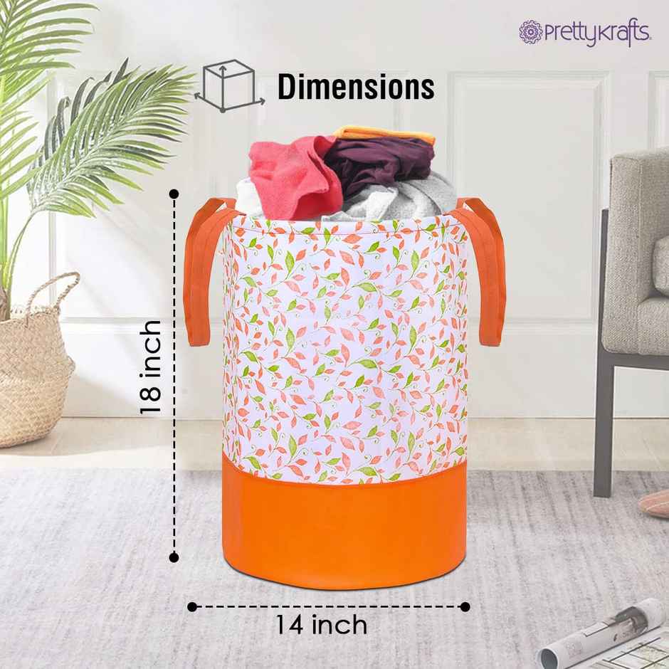 PrettyKrafts 45 L Foldable Storage Bin | Collapsible Laundry Organizer for Toys, Clothes - Orange
