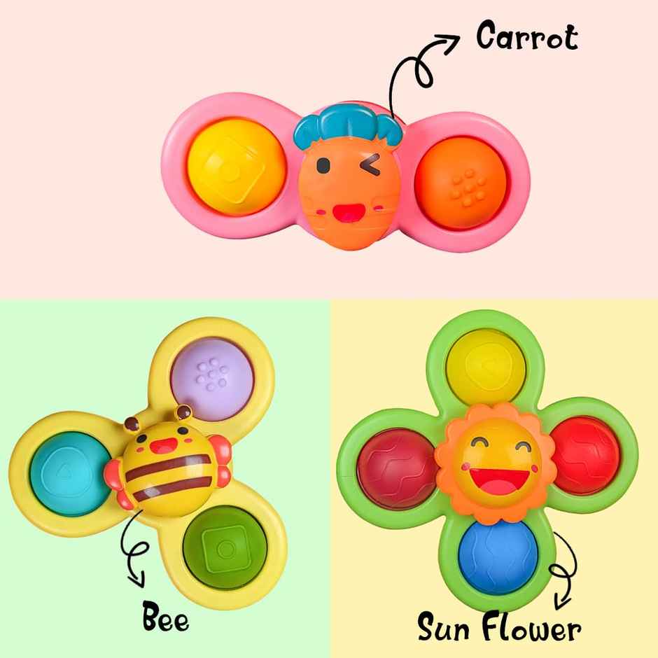 Wembley Baby Bath Toys 3 Pcs Suction Cup Spinner Toy For Baby Toddlers Sensory Toys For Kids