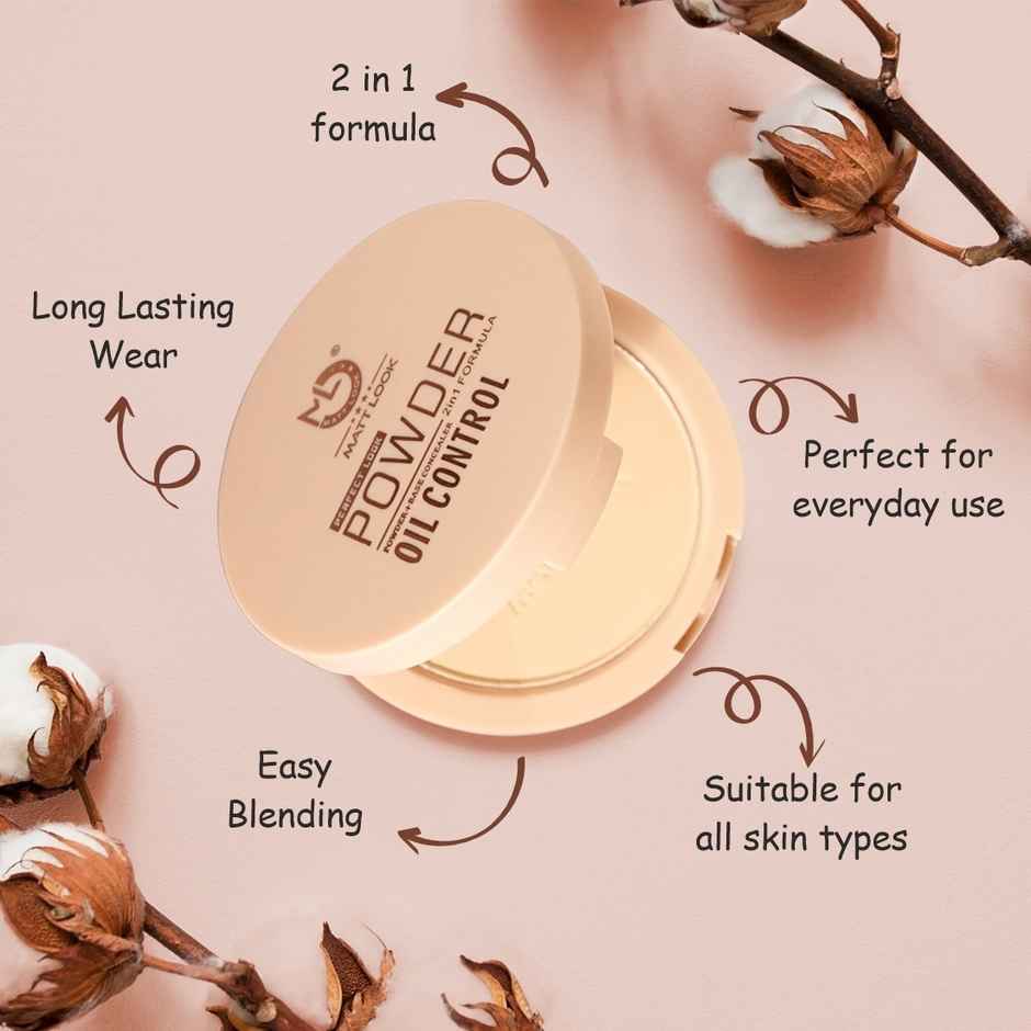 Mattlook Perfect Look Compact Powder Plus Base Concealer with 2 in 1 Oil Control | Natural-Coral-03