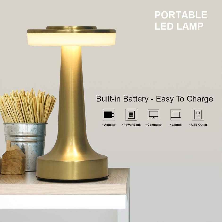 DesiDiya Portable LED Table 5W Lamp (With Touch Sensor, Gold)