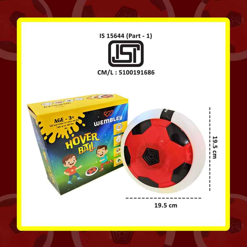 Wembley C-Type Usb Rechargeable Battery Powered Hover Football Indoohover Ball Soccer - Red