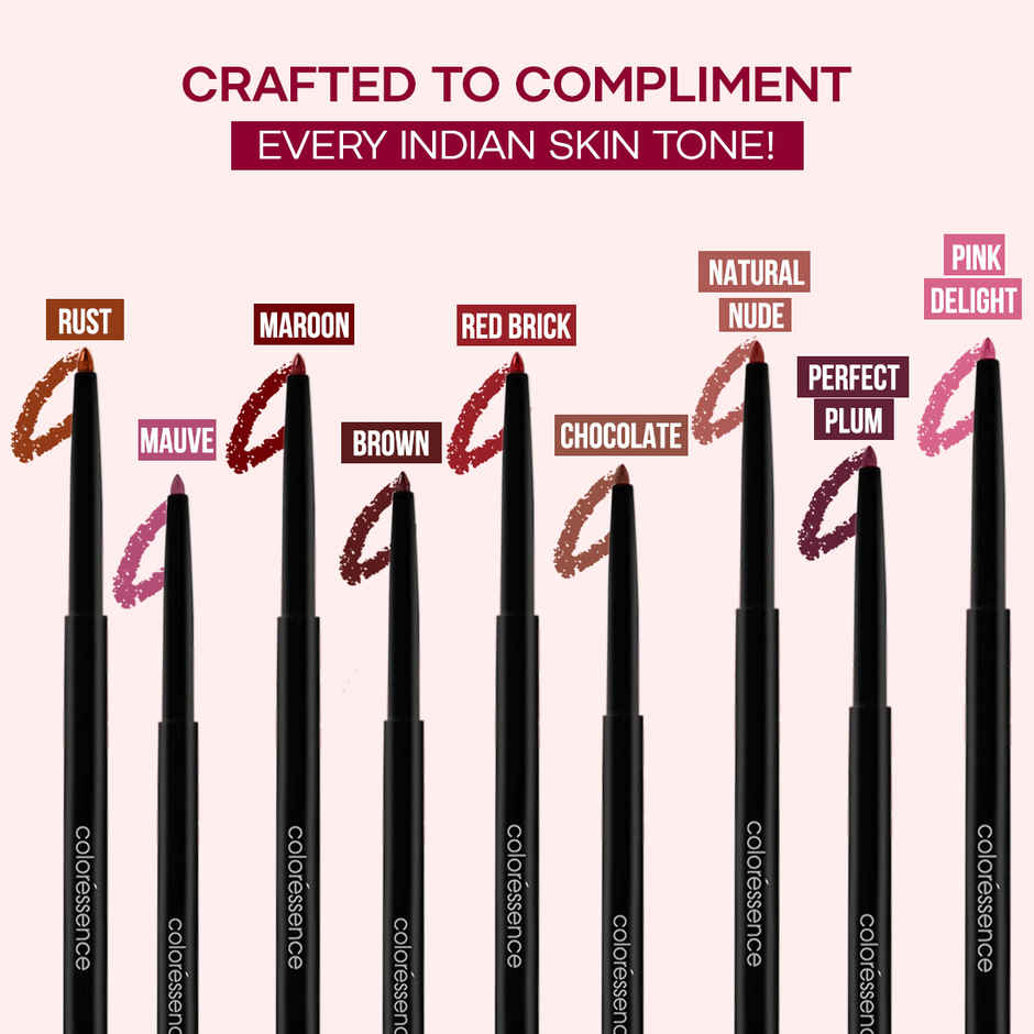 Coloressence Pout  Lip Liner with sharpener | Long Lasting, Smudgeproof, Waterproof | Maroon Shade