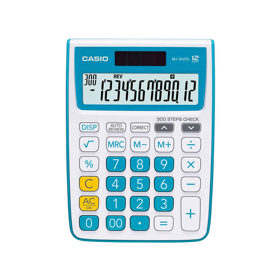 Casio MJ-12VCb-BU 300 Steps Check & Correct Colourful Desktop Calculator | Blue