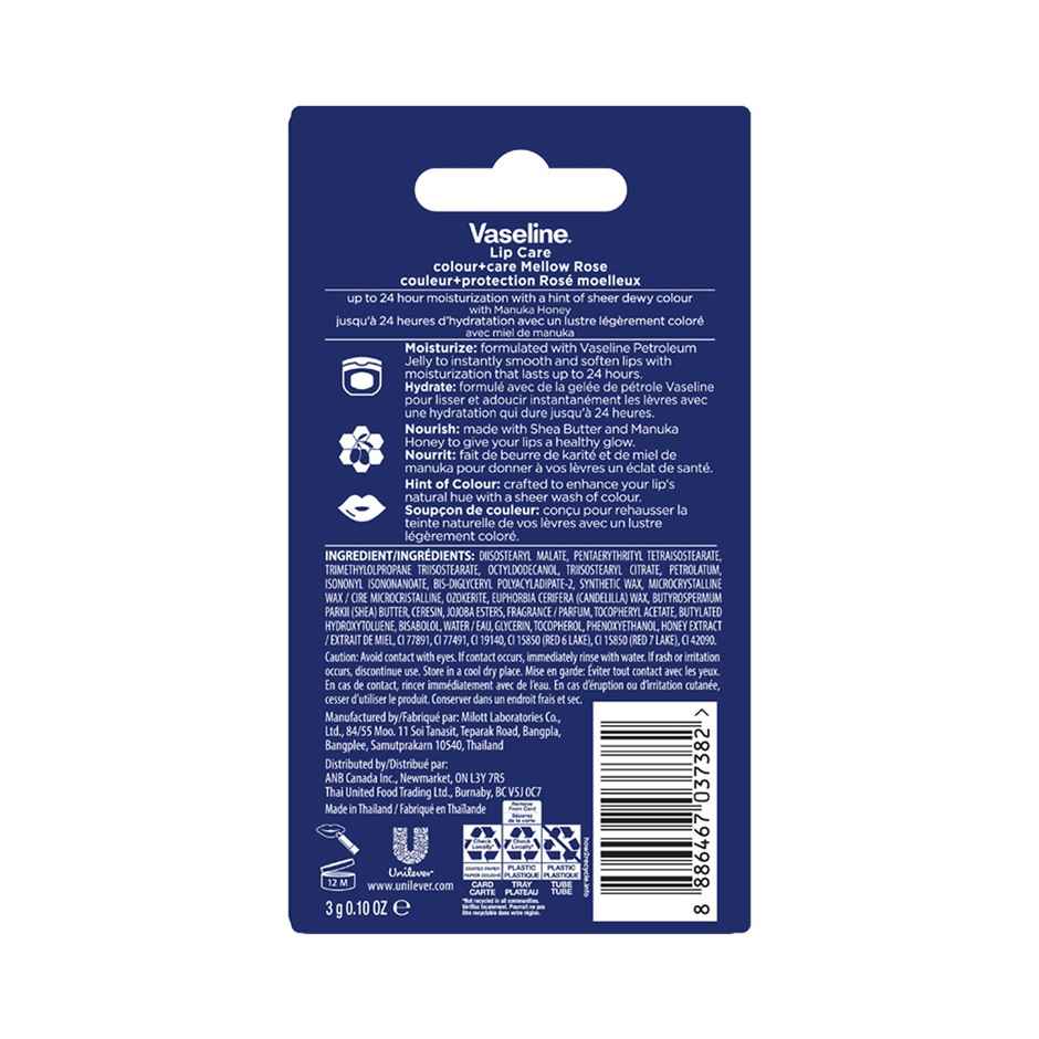 Vaseline Colour+Care Mellow Rose Tinted Lip Balm with Manuka Honey