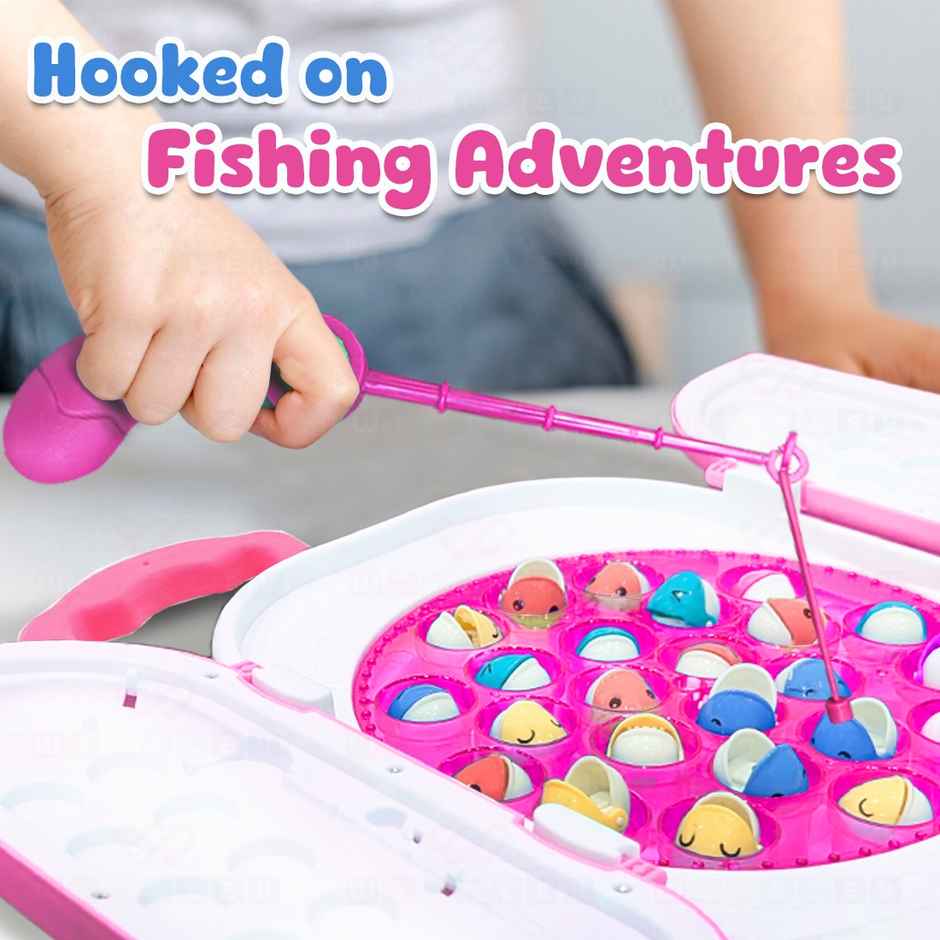 Wembley Magnetic Rechargeable Fishing Game for Kids Fish Catching Board Game | Pink