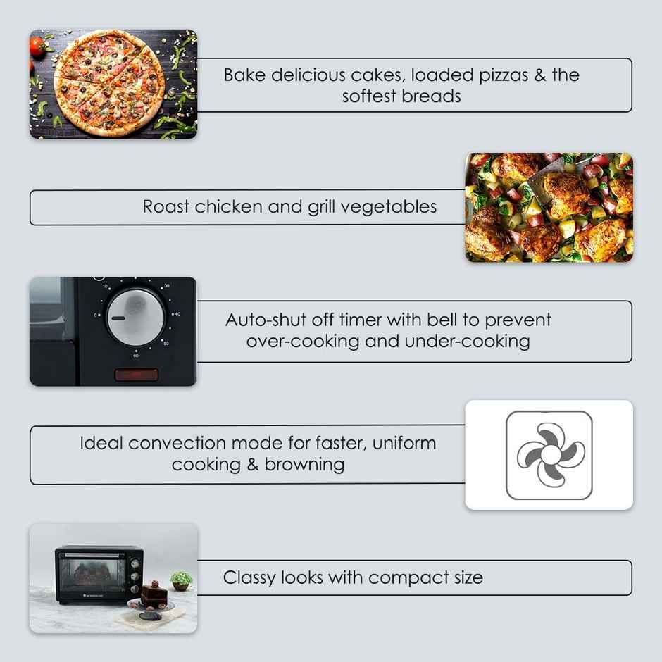 Wonderchef Oven Toaster Grill (Otg) - 19 Litres, Black