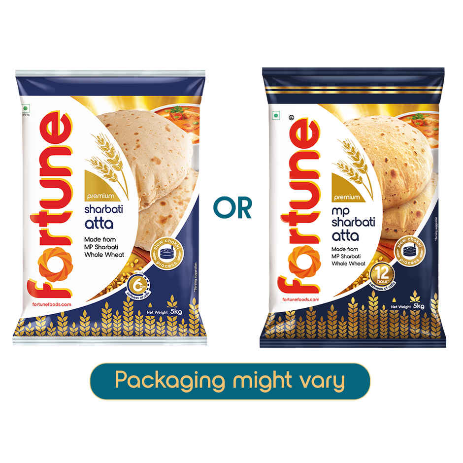 Fortune Premium MP Sharbati Atta | Upto 12 Hours Softness | Slow Chakki Process