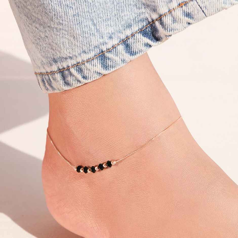 Zavya Solid Rhodium Plated 925 Sterling Silver Chain Anklet