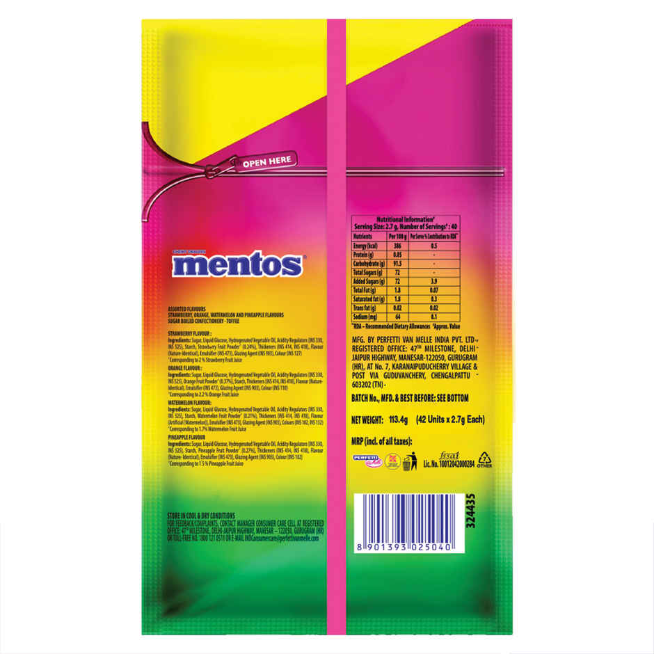 Mentos Rainbow Assorted Flavour Chewy Toffee Pouch
