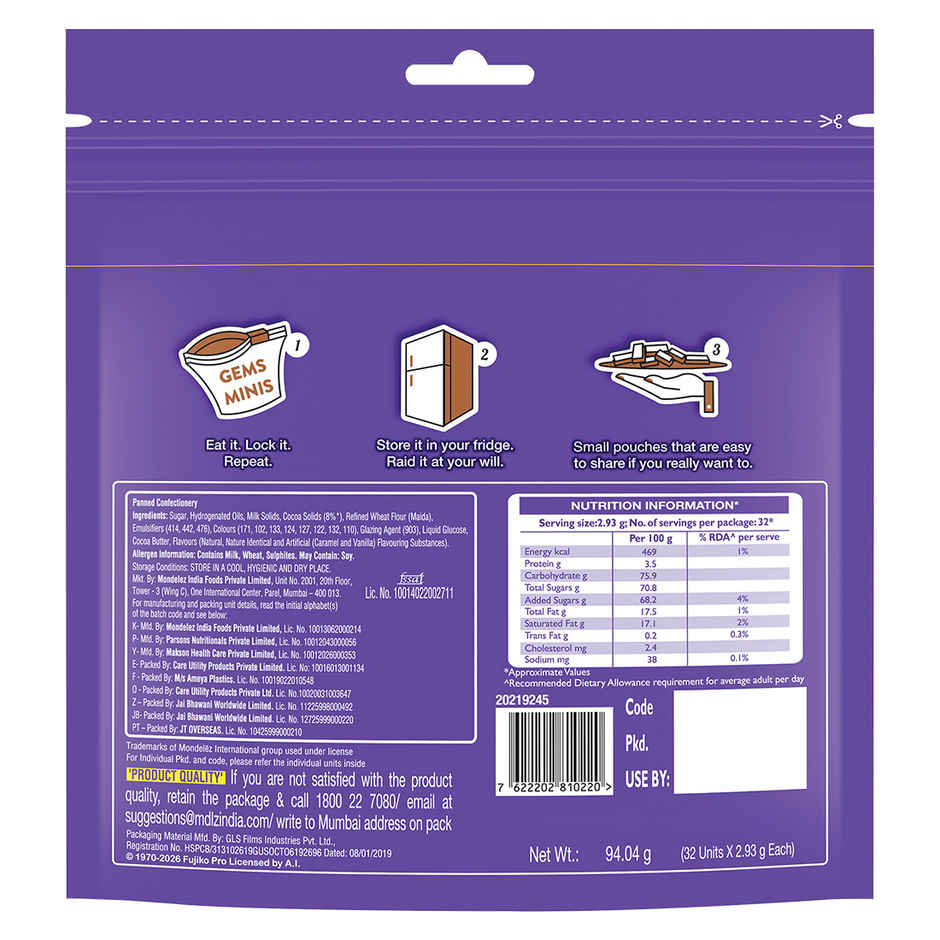 Cadbury Gems Chocolate Mini Treats Pack