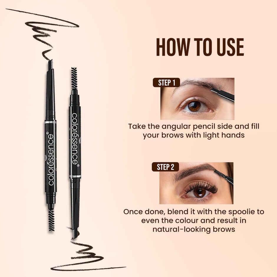 Coloressence 2-in-1 Expert Eyebrow Pencil | Brown | Brow Definer-Spoolie |Long Lasting|Matte Finish