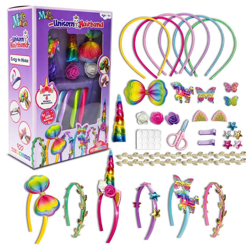Wembley Unicorn DIY Hairband Making Kit for Girls Headband Trendy Cute Hair Accessories Set