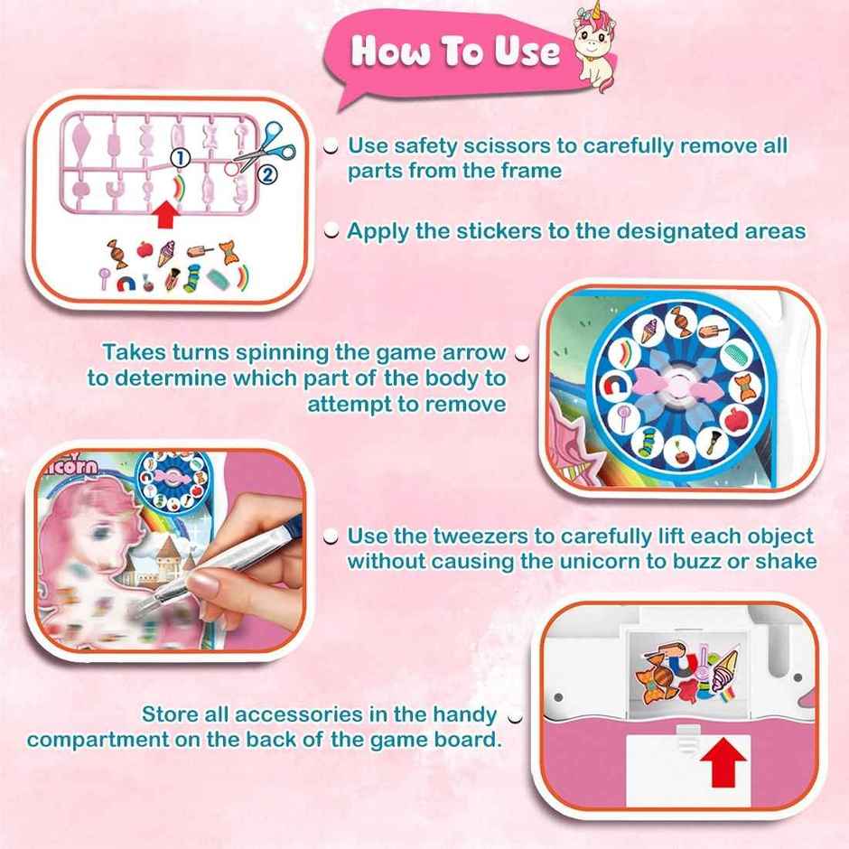 Wembley Crazy Unicorn Operation Game Board with Stickers The Objects Interactive Activity Toy