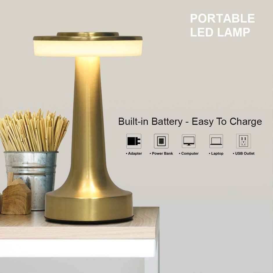 DesiDiya Portable LED Table 5W Lamp (With Touch Sensor, Gold)