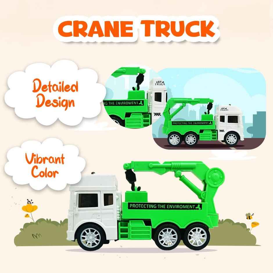 Toybharat 4-Pack Garbage Truck Set | Friction-Power Recycling | Crane | Tanker Toys | Assorted
