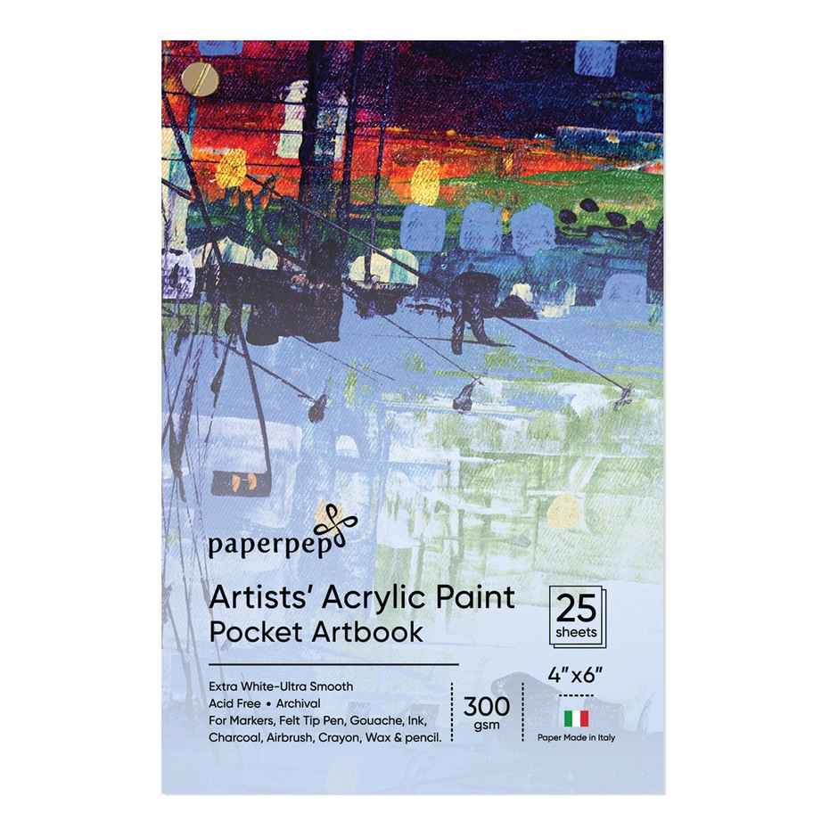 Paperpep Acrylic Paint Pocket Art Book 300Gsm (15 x 10 cm, 25 Sheets)