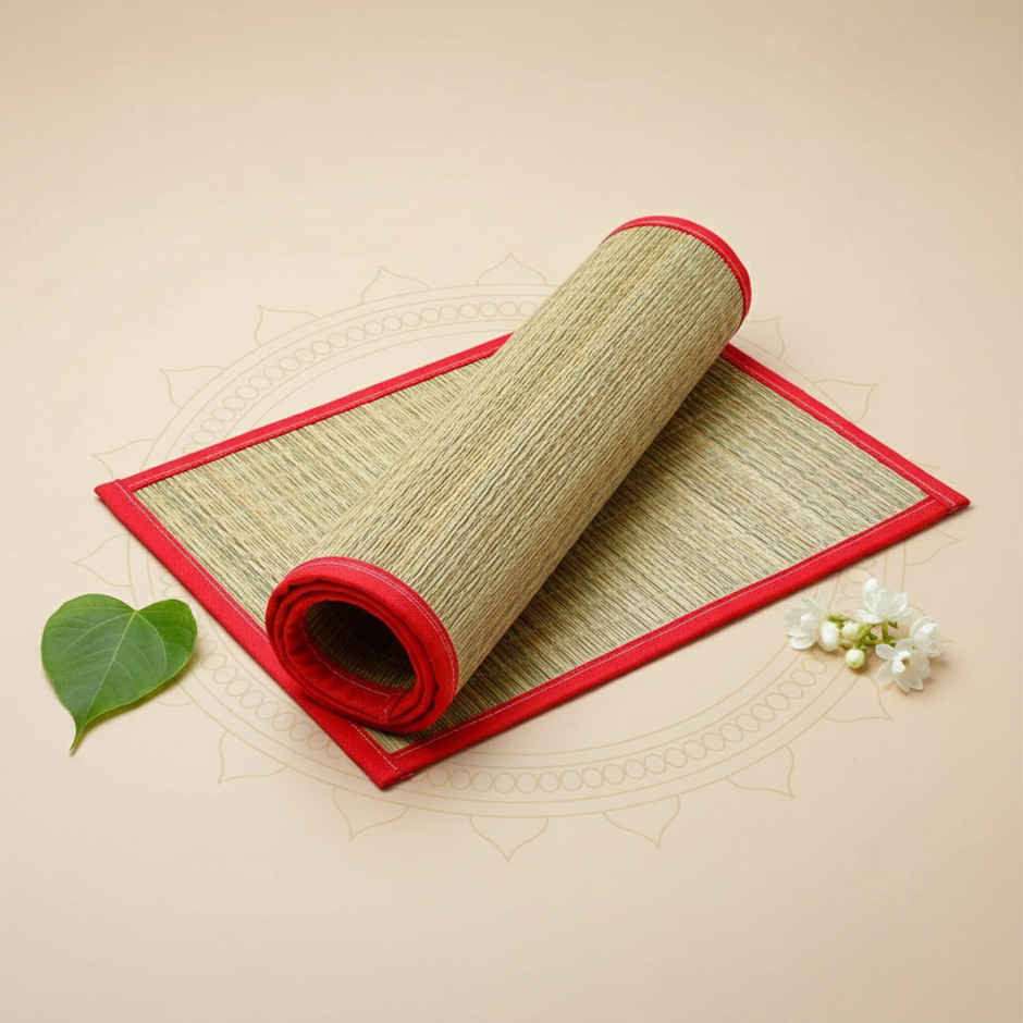 Pooja Mat | Traditional Carpet Of Natural Grass | Puja Aasan | Divine Vibes