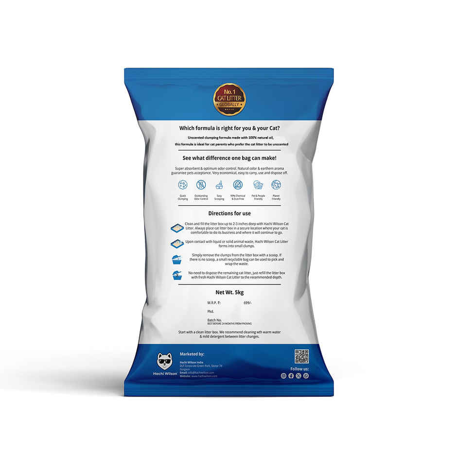 Hachi Wilson Unscented Cat Litter | Clumping, Natural Bentonite